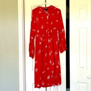 Bobeau floral long sleeve dress
